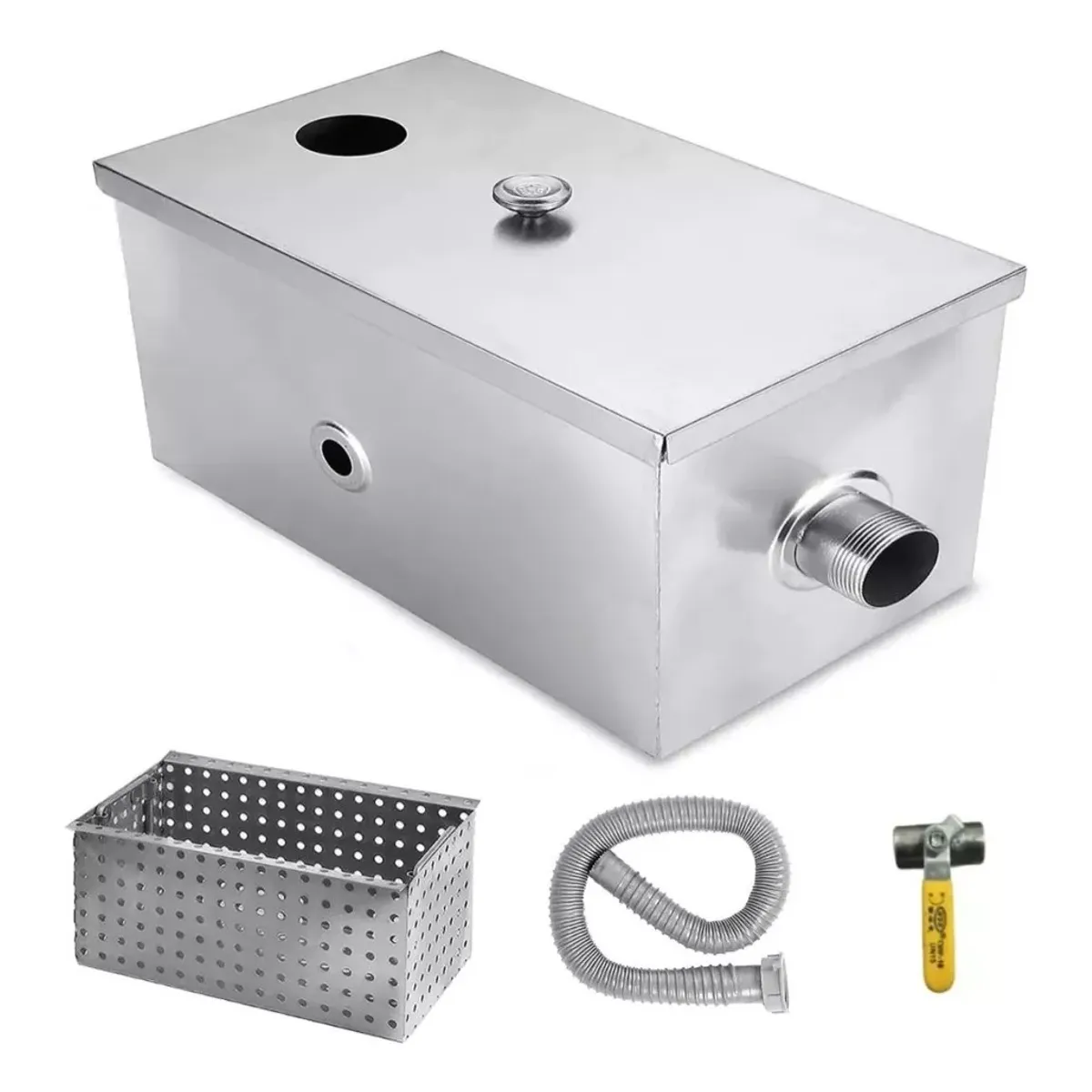 MUNDO MAGIA - Trampa De Gras 100% Acero Inoxidable 40 Lts 500x 250x 250 Mm