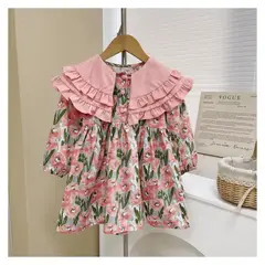 GENERICO - VESTIDO BEBÉ NIÑA CUELLO BOBO FLOREADO PEQUEÑA LUZ