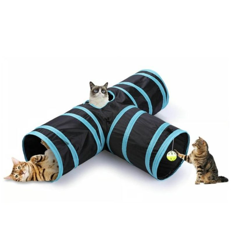 GENERICO - Tunel Gato Plegable Guarida Juguete Interactivo Azul