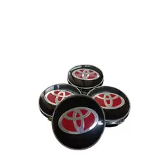 GENERICO - Tapa centro Llantas autos 56mm universal toyota NEGRO rojo