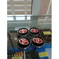 GENERICO - Tapa centro Llantas autos 60mm universal toyota NEGRO rojo