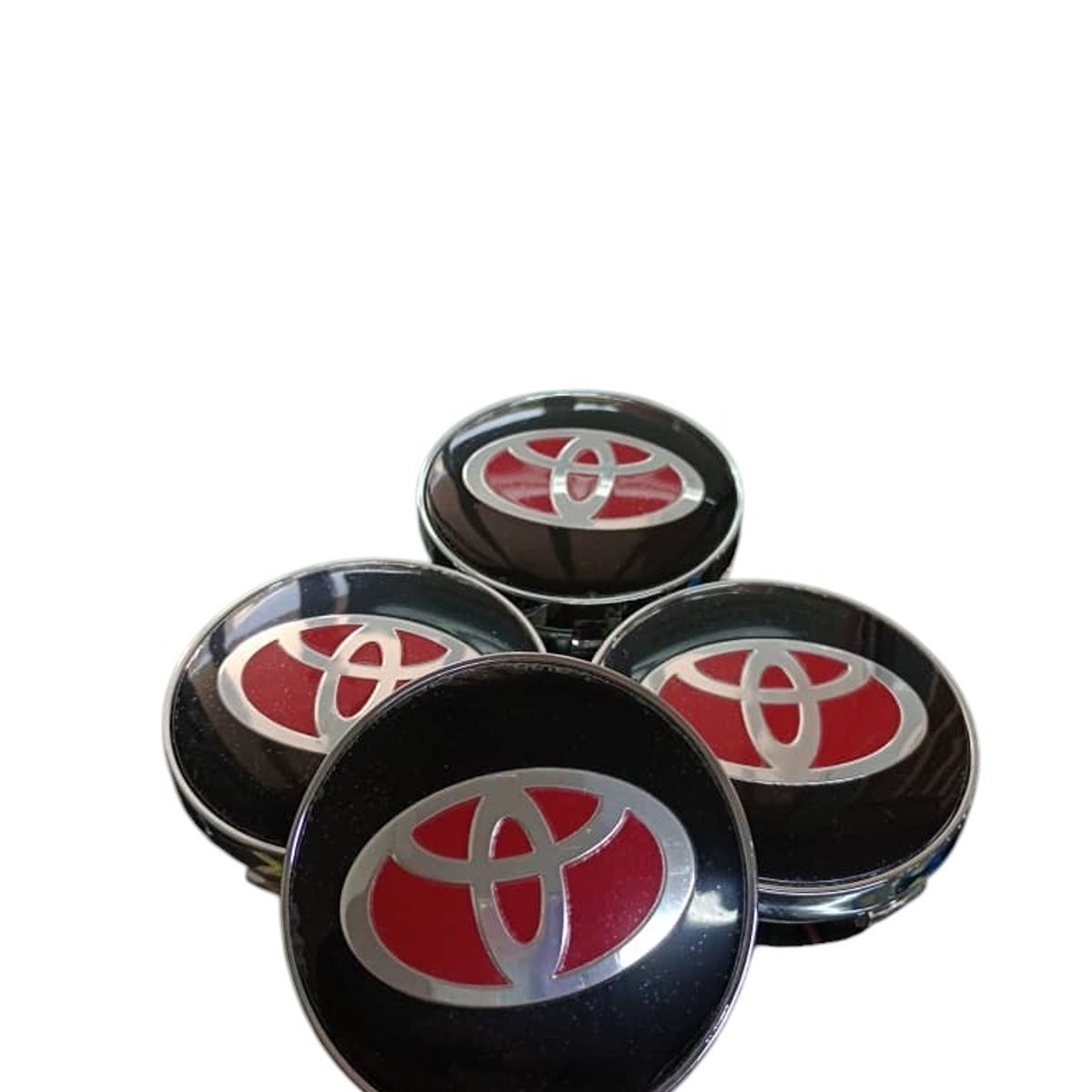 GENERICO - Tapa centro Llantas autos 60mm universal toyota NEGRO rojo