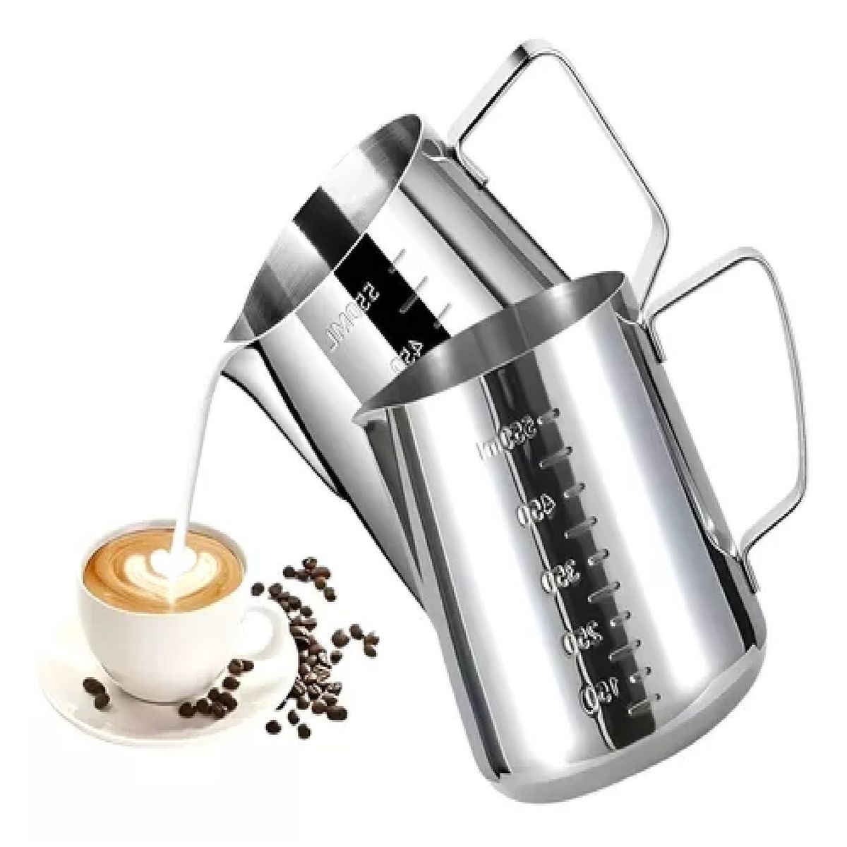 PASTELERIUSCL - 2 Jarra Leche Acero Lechero Barista Espumador De Leche 550ml