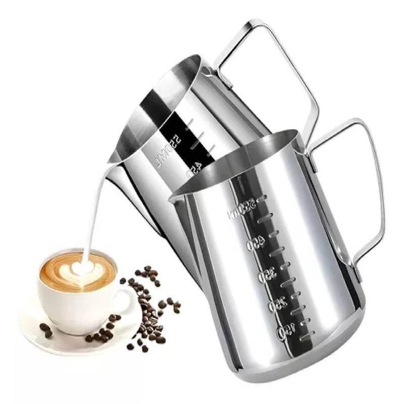 GENERICO - 2 Jarra Leche Acero Lechero Barista Espumador De Leche 550ml