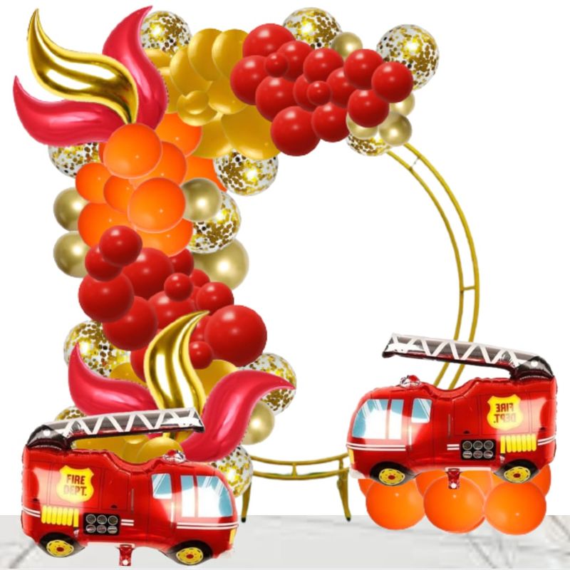 GENERICO - Kit Arco Decoración Globos para cumpleaños Bomberos