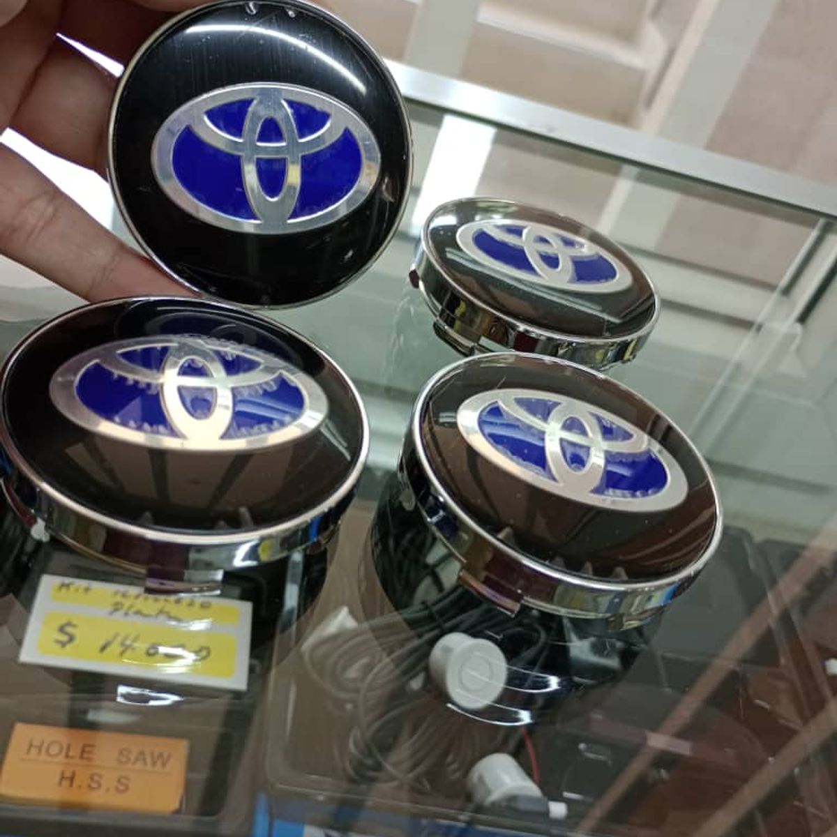 GENERICO - Tapa centro Llantas autos 60mm universal toyota NEGRO azul