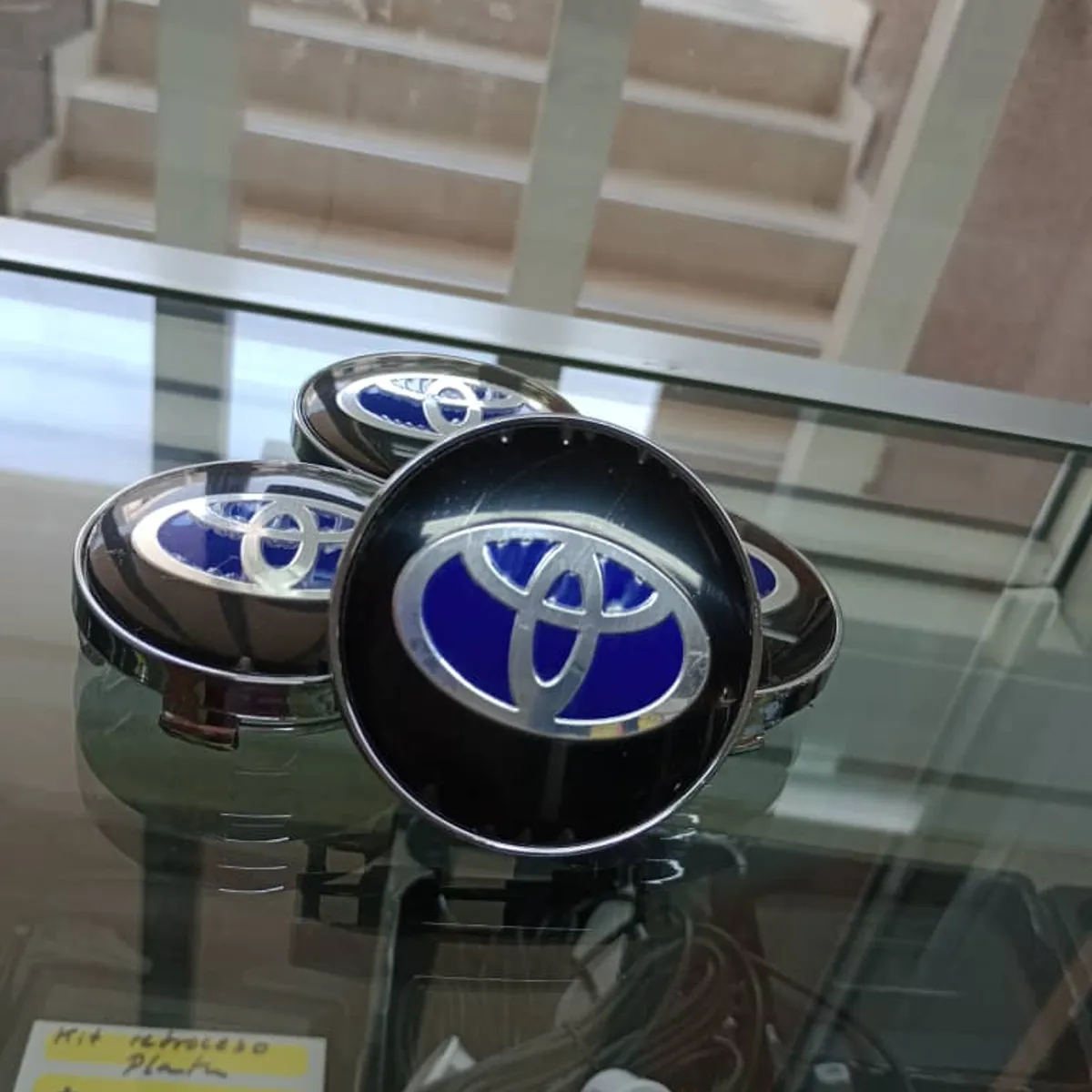 GENERICO - Tapa centro Llantas autos 56mm universal toyota NEGRO azul