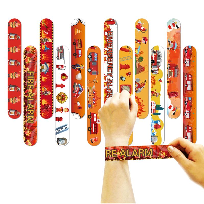 GENERICO - Pack pulseras slap sorpresas de cumpleaños Bomberos