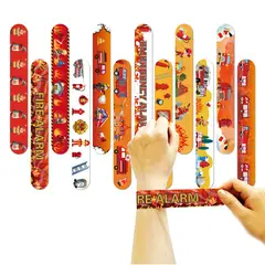 GENERICO - Pack pulseras slap sorpresas de cumpleaños Bomberos