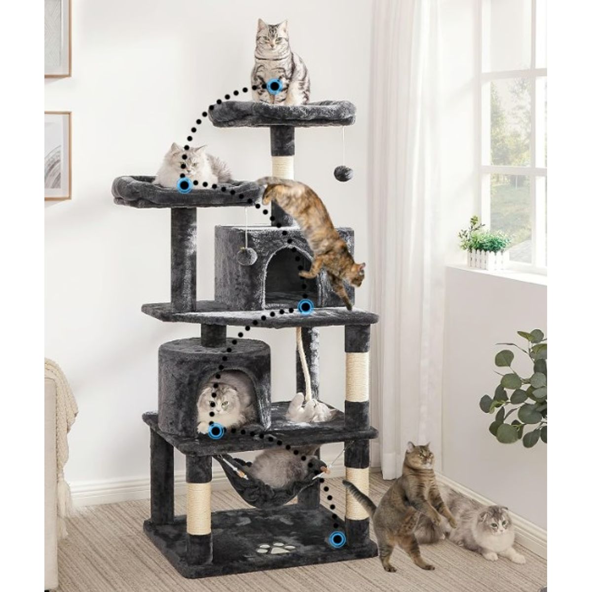GENERICO - Torre Rascadores Para Gato Michis Juguete 170cm Extragrande