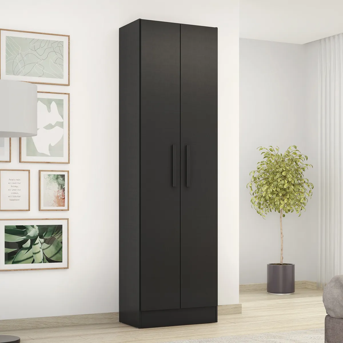 HOME MOBILI - Despensa Aurora Negro 2 Puertas