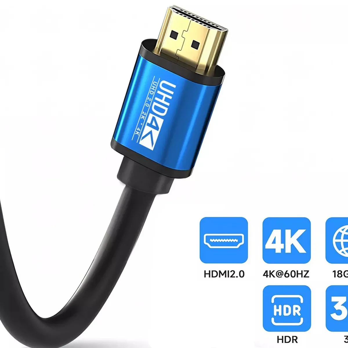 GENERICO - Pack 3 Cables Hdmi 4k Uhd V 2.0 2160p 5 Metros Alta Rapidez