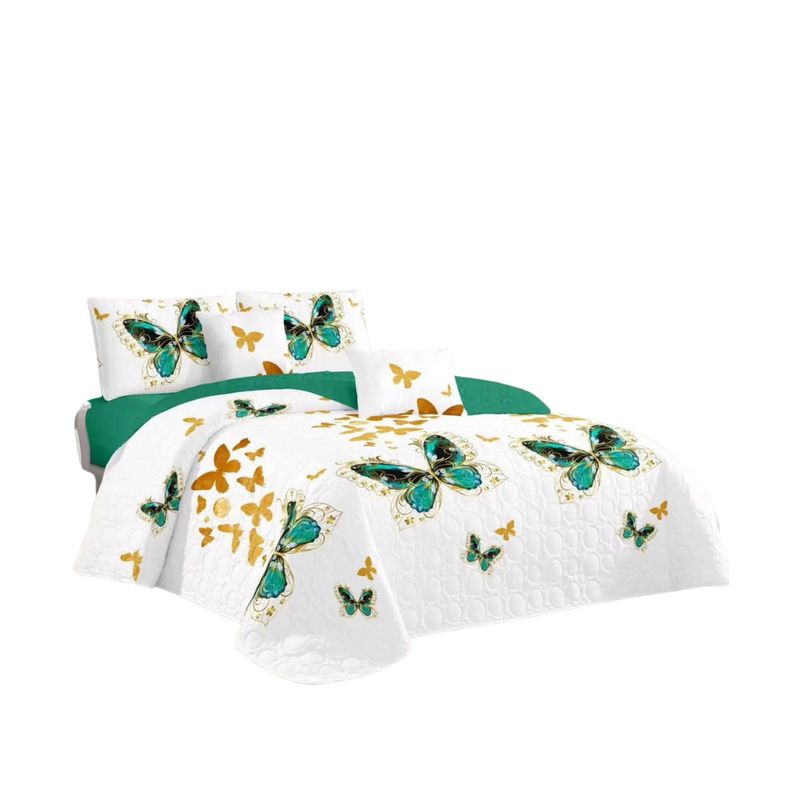 GENERICO - Cubrecama Quilt De Verano 1.5 Plaza y Media Diseños Floral