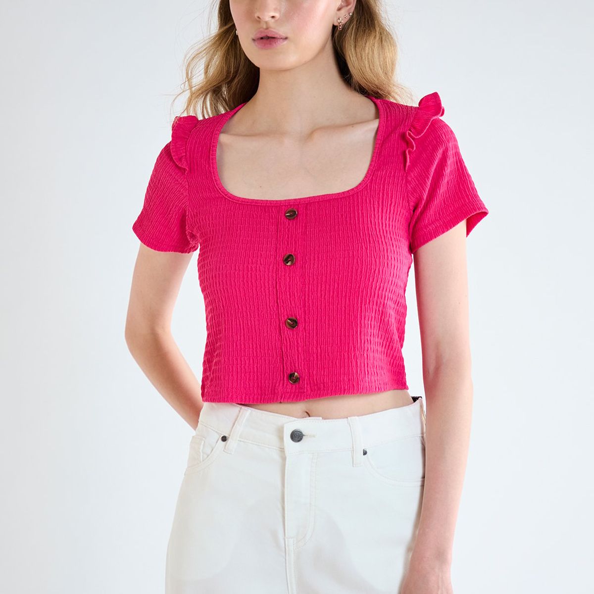 IO - Polera Manga Corta Fucsia Mujer Io