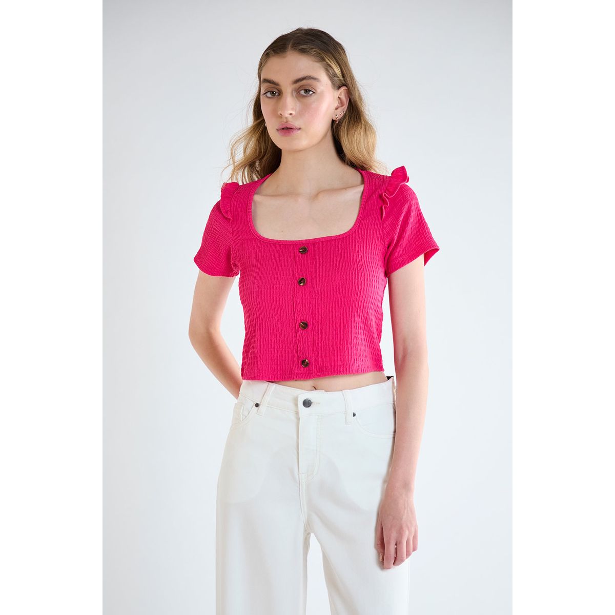 IO - Polera Manga Corta Fucsia Mujer Io