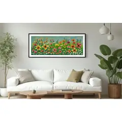 DEKAM DISEÑO - CUADRO PINTADO A MANO FLORES MODELO ANTONIA ENMARCADO 146X66 CMS