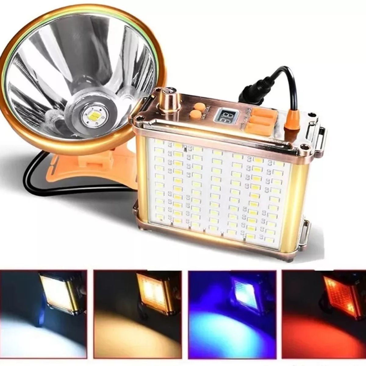 GENERICO - Linterna Foco Led 1200w reales Caza Camping Minero Lampara