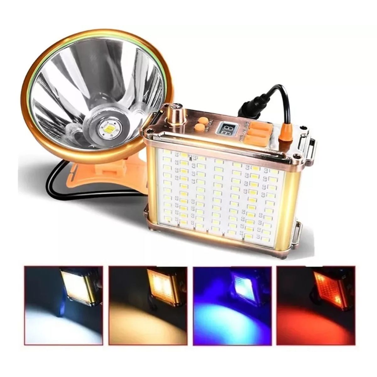 GENERICO - Linterna Foco Led 1200w reales Caza Camping Minero Lampara