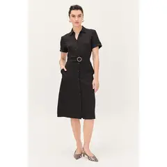 MA GRIFFE - Vestido Camisero Negro Magriffe