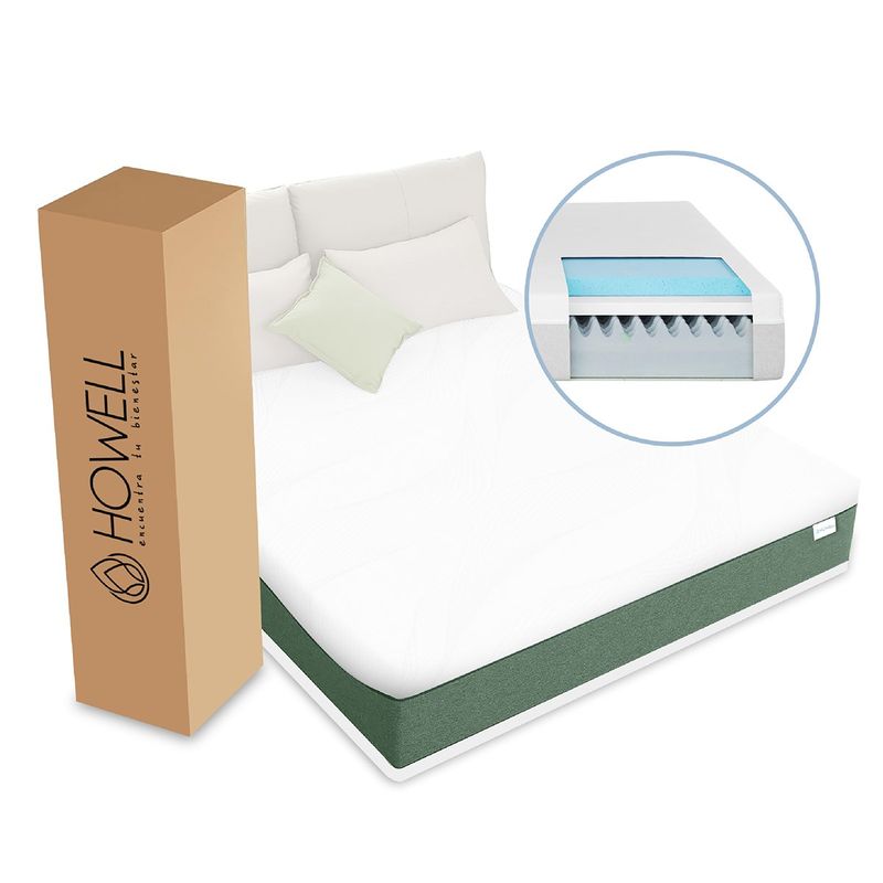 HOWELL - Colchon Memory Foam Espuma Viscoelastica 20cm Howell 2 Plaz