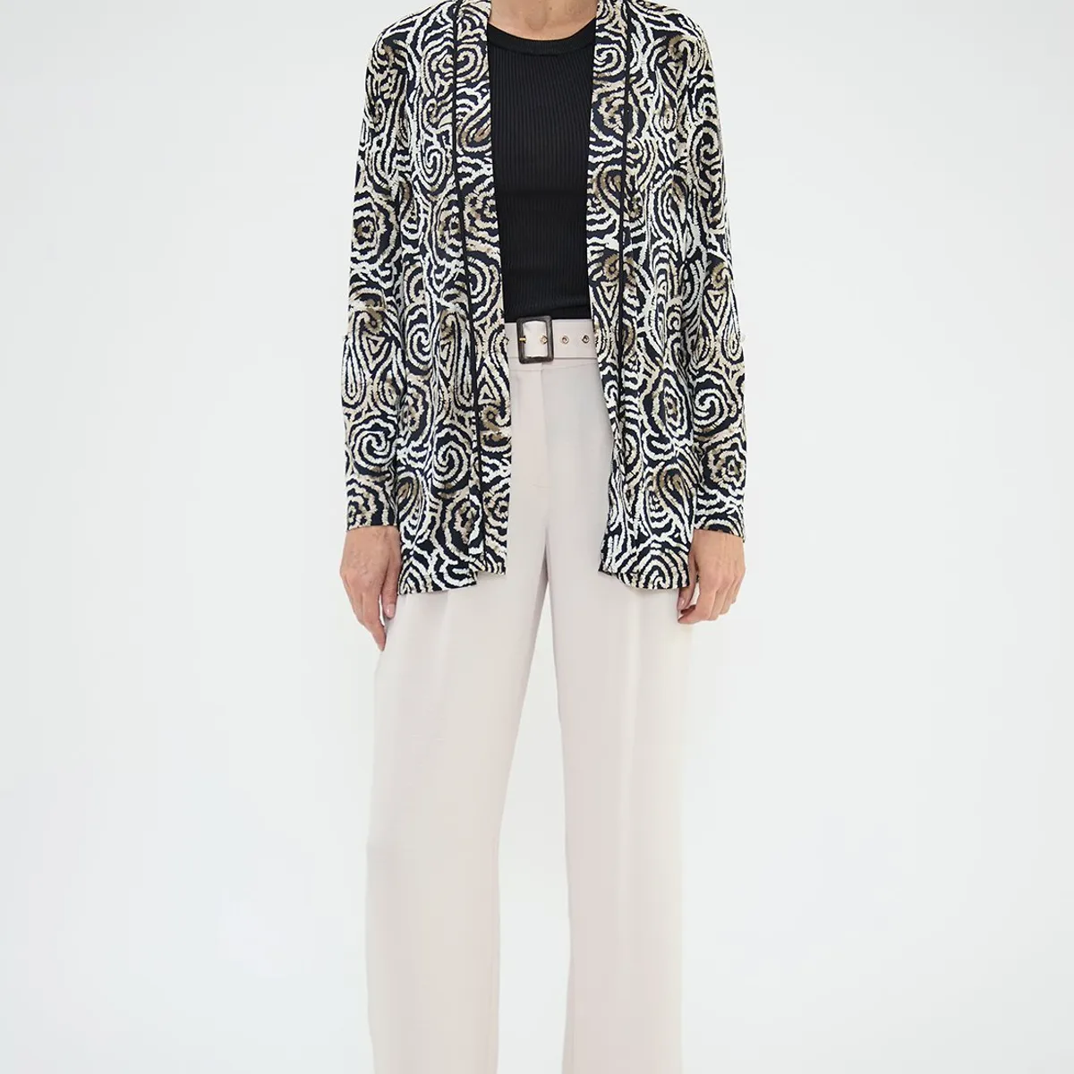 MA GRIFFE - Tapado Abierto Negro Mujer Magriffe