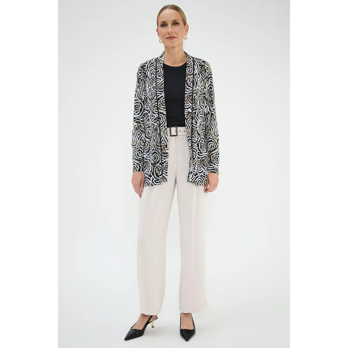 MA GRIFFE - Tapado Abierto Negro Mujer Magriffe