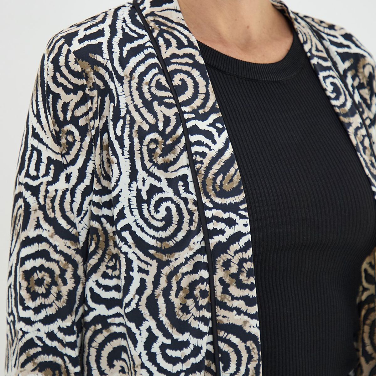 MA GRIFFE - Tapado Abierto Negro Mujer Magriffe