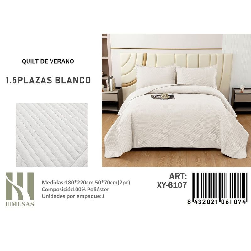 ANGELES DEL HOGAR - QUILT DE VERANO PLAZA Y MEDIA III MUSAS BLANCO