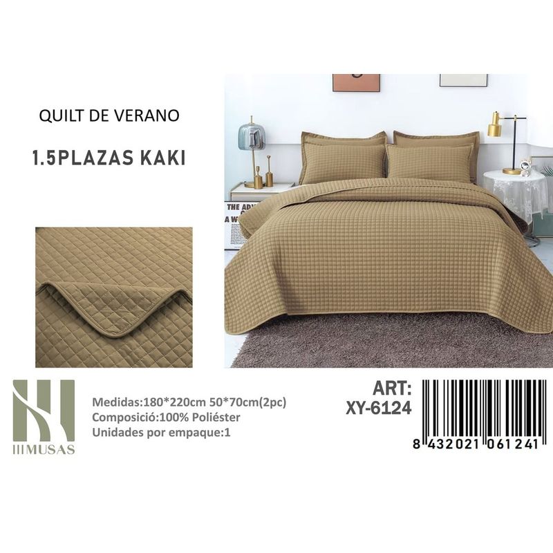 ANGELES DEL HOGAR - QUILT DE VERANO PLAZA Y MEDIA III MUSAS KAKI