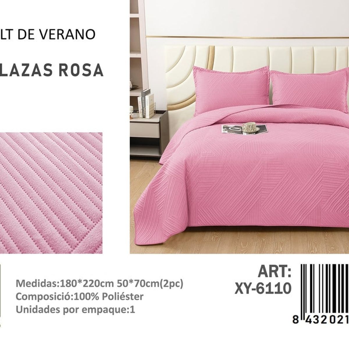 ANGELES DEL HOGAR - QUILT DE VERANO PLAZA Y MEDIA III MUSAS ROSA
