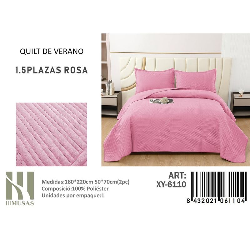 ANGELES DEL HOGAR - QUILT DE VERANO PLAZA Y MEDIA III MUSAS ROSA