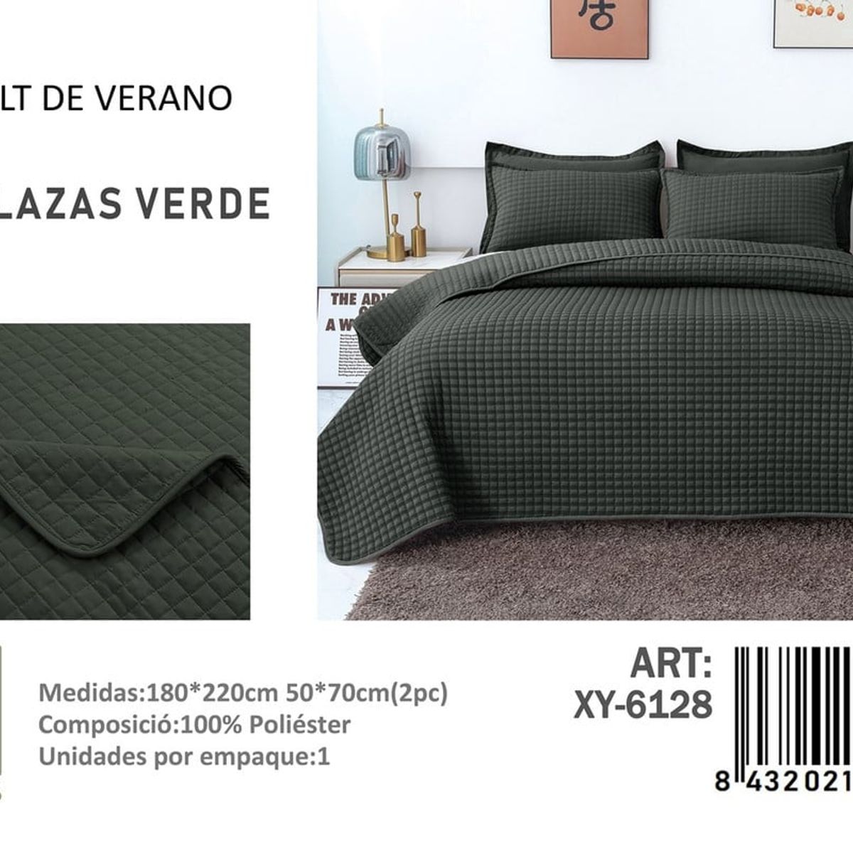 ANGELES DEL HOGAR - QUILT DE VERANO PLAZA Y MEDIA III MUSAS VERDE