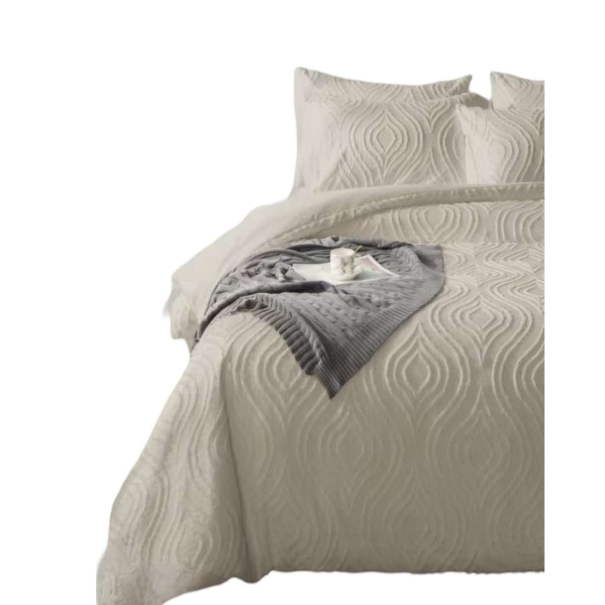 GENERICO - CUBRECAMA SEMI ACOLCHADO KING + 2 FUNDAS DE ALMOHADAS