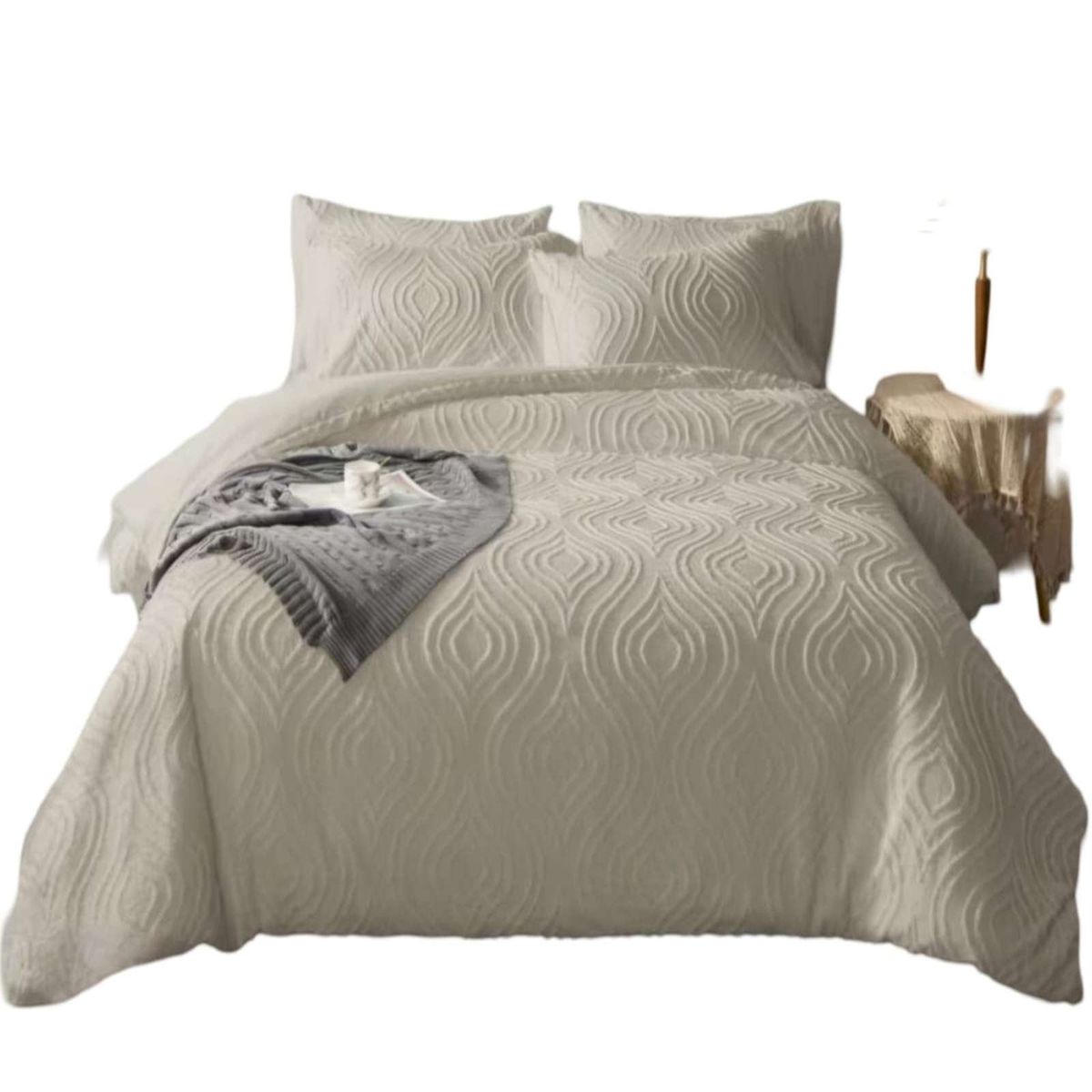 GENERICO - CUBRECAMA SEMI ACOLCHADO KING + 2 FUNDAS DE ALMOHADAS