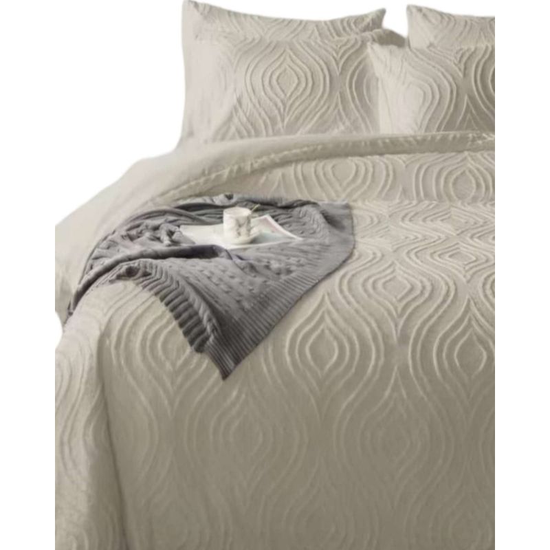 GENERICO - CUBRECAMA SEMI ACOLCHADO 2 PLAZAS + 2 FUNDAS DE ALMOHADAS