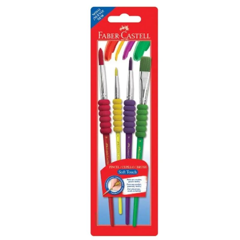 FABER-CASTELL - Pincel Grip Soft Touch Blister 4 Unidades Faber Castell