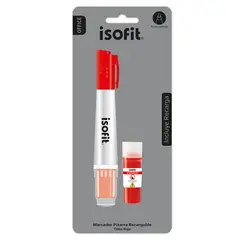 ISOFIT - Plumón pizarra recargable crepuesto rojo