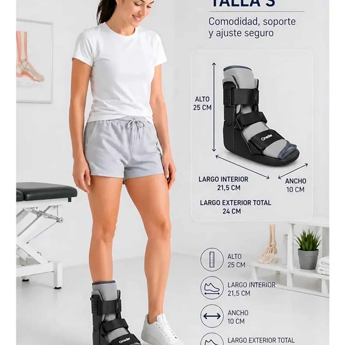 GENERICO - Bota Ortopédica Corta Cam Walker Adultos Premium Oneder Talla S