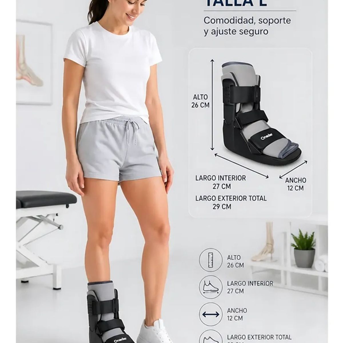 ONEDER - Bota Ortopédica Corta Cam Walker Adultos Premium Oneder Talla L