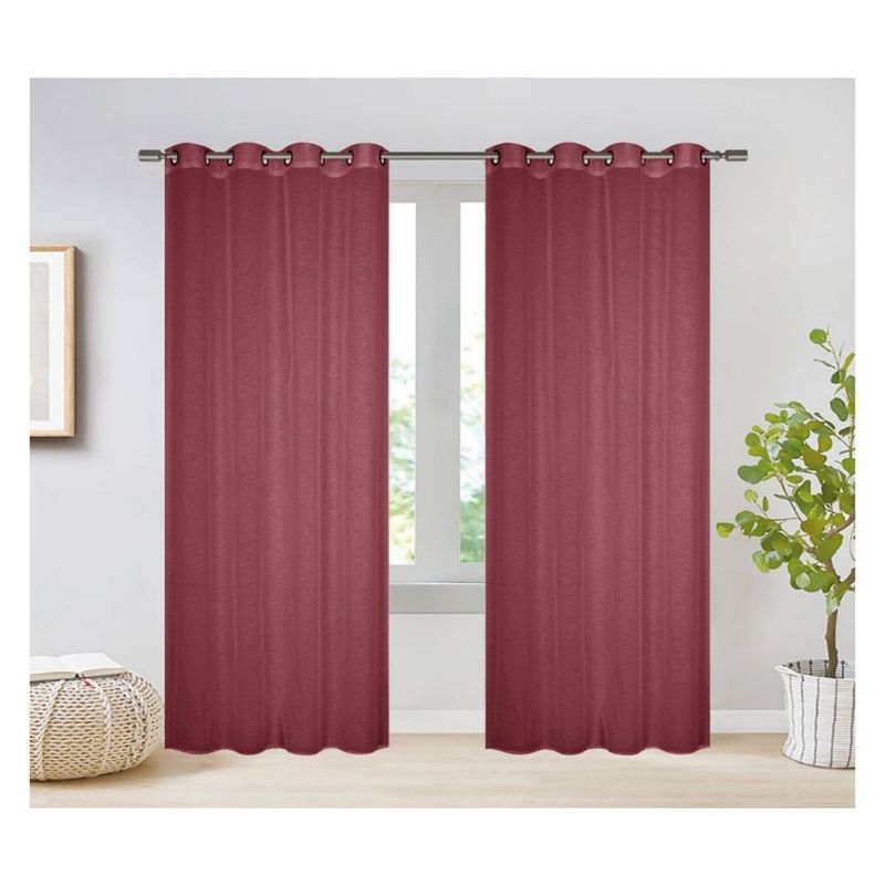 GENERICO - Cortina Velo Visillo Confeccionada 140 x 240 cm 2 Paños - Rojo M0181