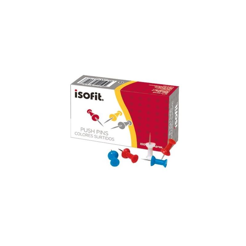 ISOFIT - Push Pins Isofit Caja 100 Colores Surtidos