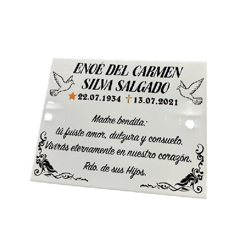FUNERARIA CONCEPTO - Lápida placa cerámica 25x20 cm