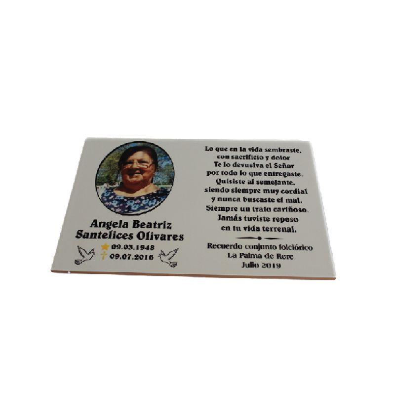 FUNERARIA CONCEPTO - Lápida placa cerámica 30x20 cm