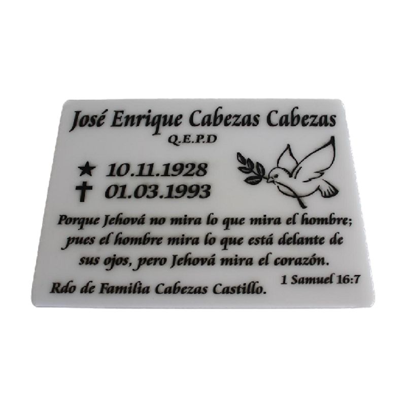 FUNERARIA CONCEPTO - Lápida placa acrílica 20x15 cm