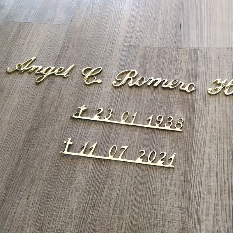 FUNERARIA CONCEPTO - letra bronce manuscrita 5x3 cm