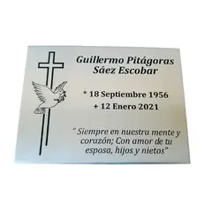 FUNERARIA CONCEPTO - Placa acero inoxidable 10x7 cm grabado