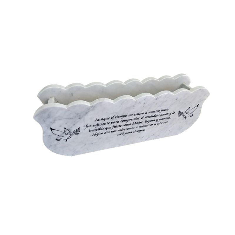 FUNERARIA CONCEPTO - Jardinera abanico marmol 60x20x12 cm grabada