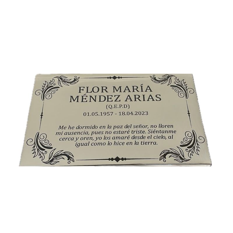 FUNERARIA CONCEPTO - placa metalex 30x20  cm grabado