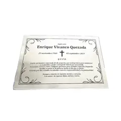 FUNERARIA CONCEPTO - Placa acero inoxidable 40x30 cm grabado