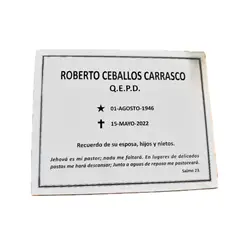 FUNERARIA CONCEPTO - Placa acero inoxidable 60x35 cm grabado